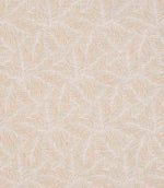 Close-up of woven foliage fabric featuring a fine leaf pattern in warm beige and soft cream tones, with a subtle textured finish.