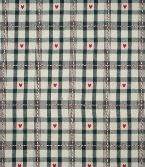 Cotswold Heart Tartan Fabric / Ivory / Green