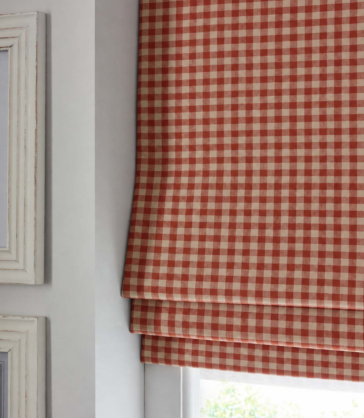 Cotswold Linen Check Fabric / Terracotta