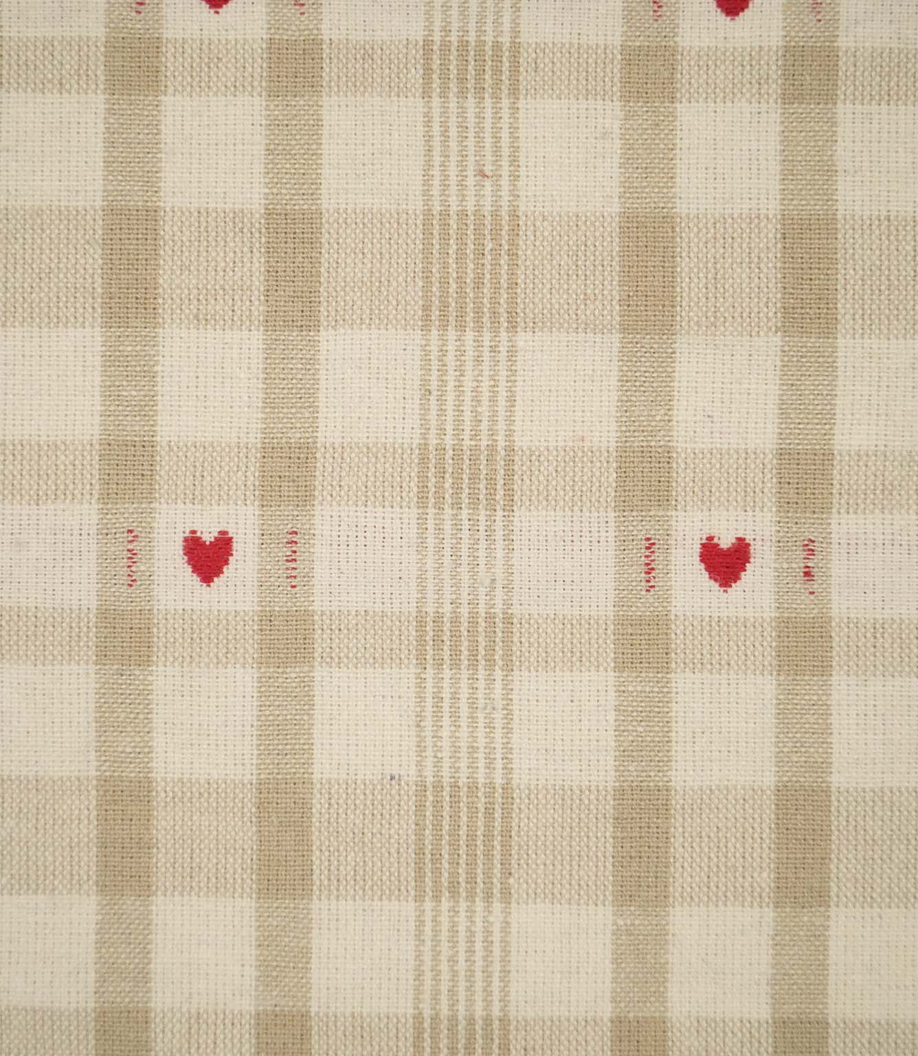Cotswold Heart Check Fabric / Beige / Red