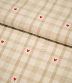 Cotswold Heart Check Fabric / Beige / Red