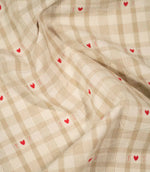 Cotswold Heart Check Fabric / Beige / Red