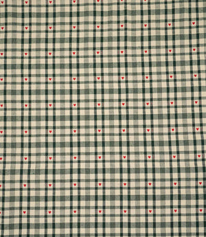 Cotswold Heart Check Fabric / Green / Red