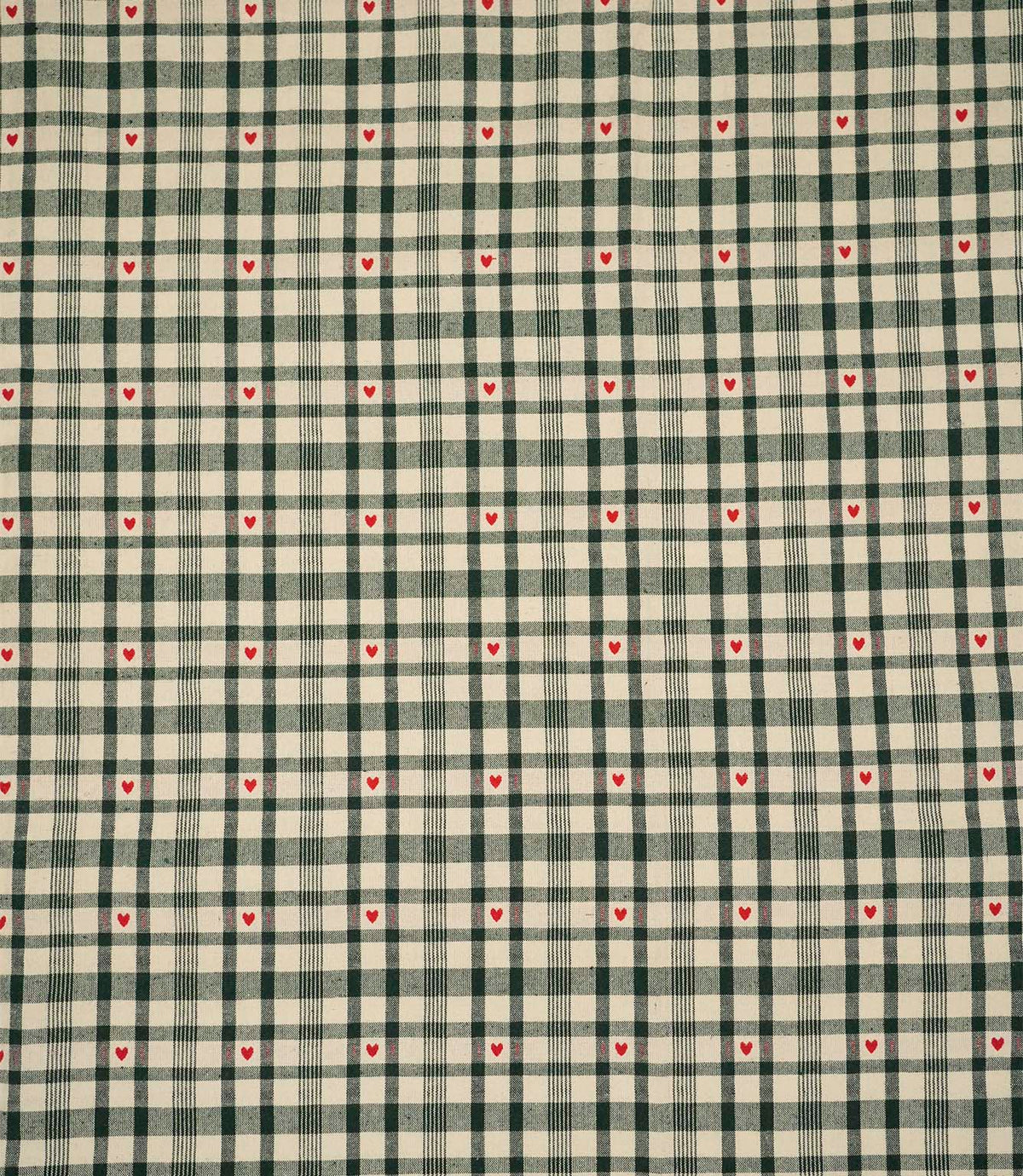 Cotswold Heart Check Fabric / Green / Red