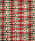Cotswold Heart Tartan Fabric / Ivory / Red