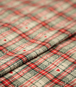 Cotswold Heart Tartan Fabric / Ivory / Red