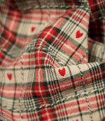Cotswold Heart Tartan Fabric / Ivory / Red