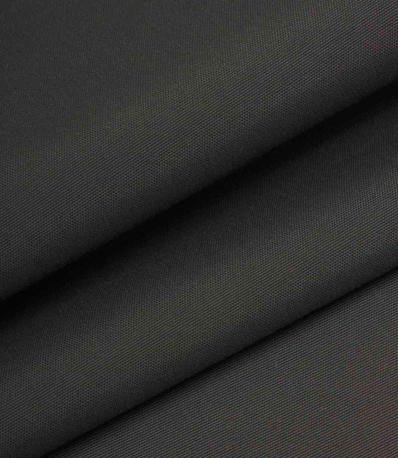 Dark grey woven fabric folded to highlight thickness, structure, and consistent texture.