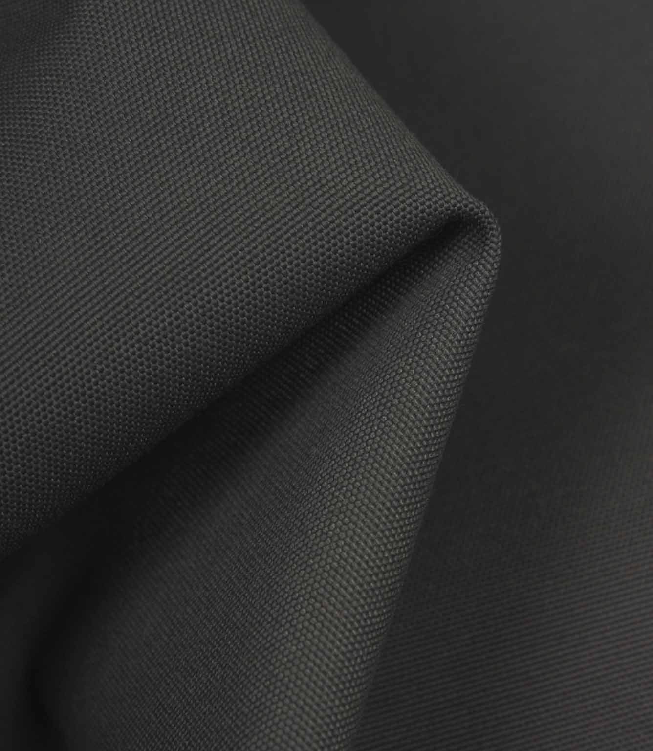 Charcoal grey fabric draped to show body, durability, and gentle surface texture in the light.