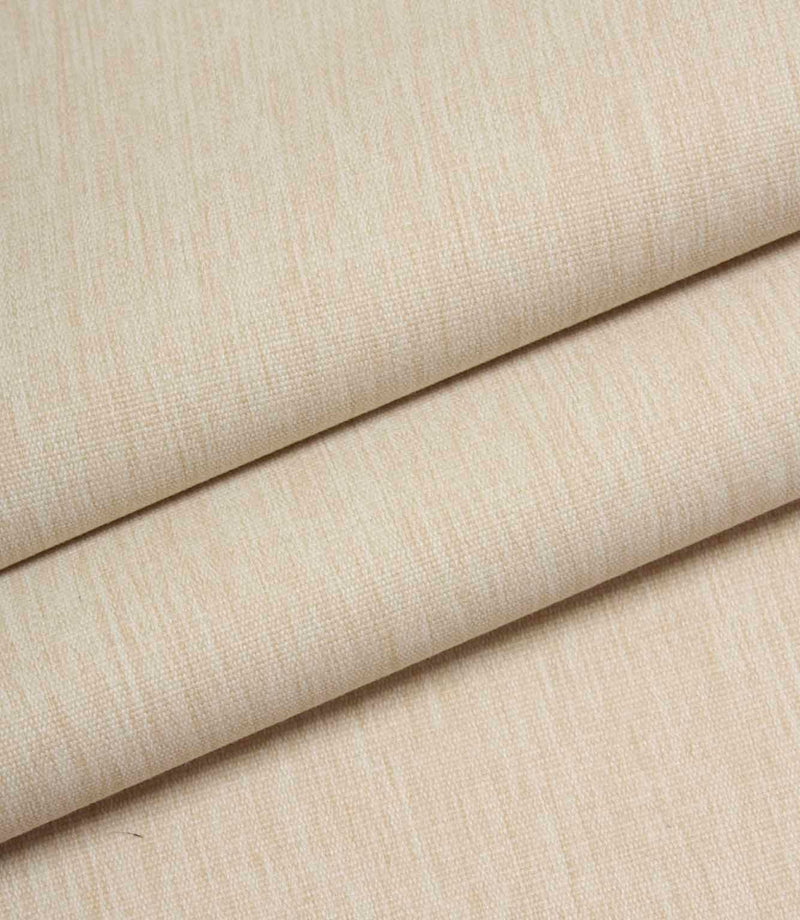 Beige woven fabric folded to show structure, weight, and linen-style texture.