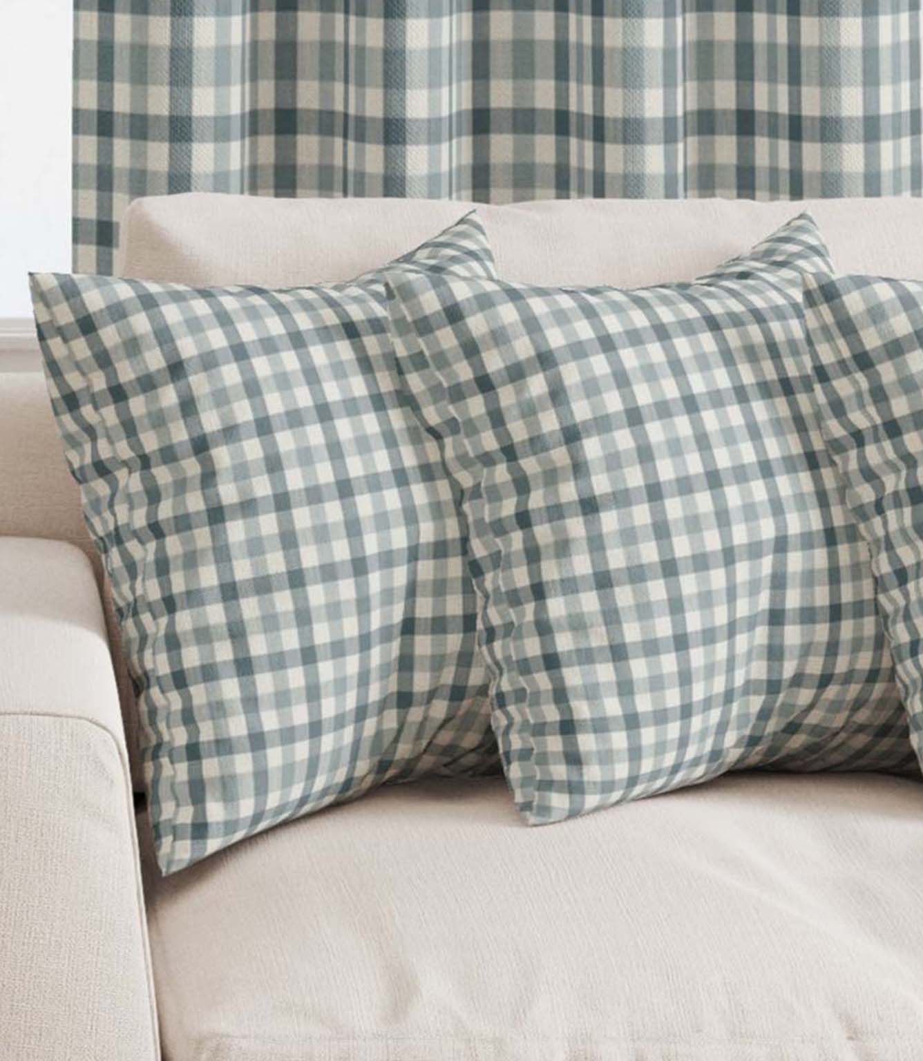 Country Gingham Fabric / Adriatic