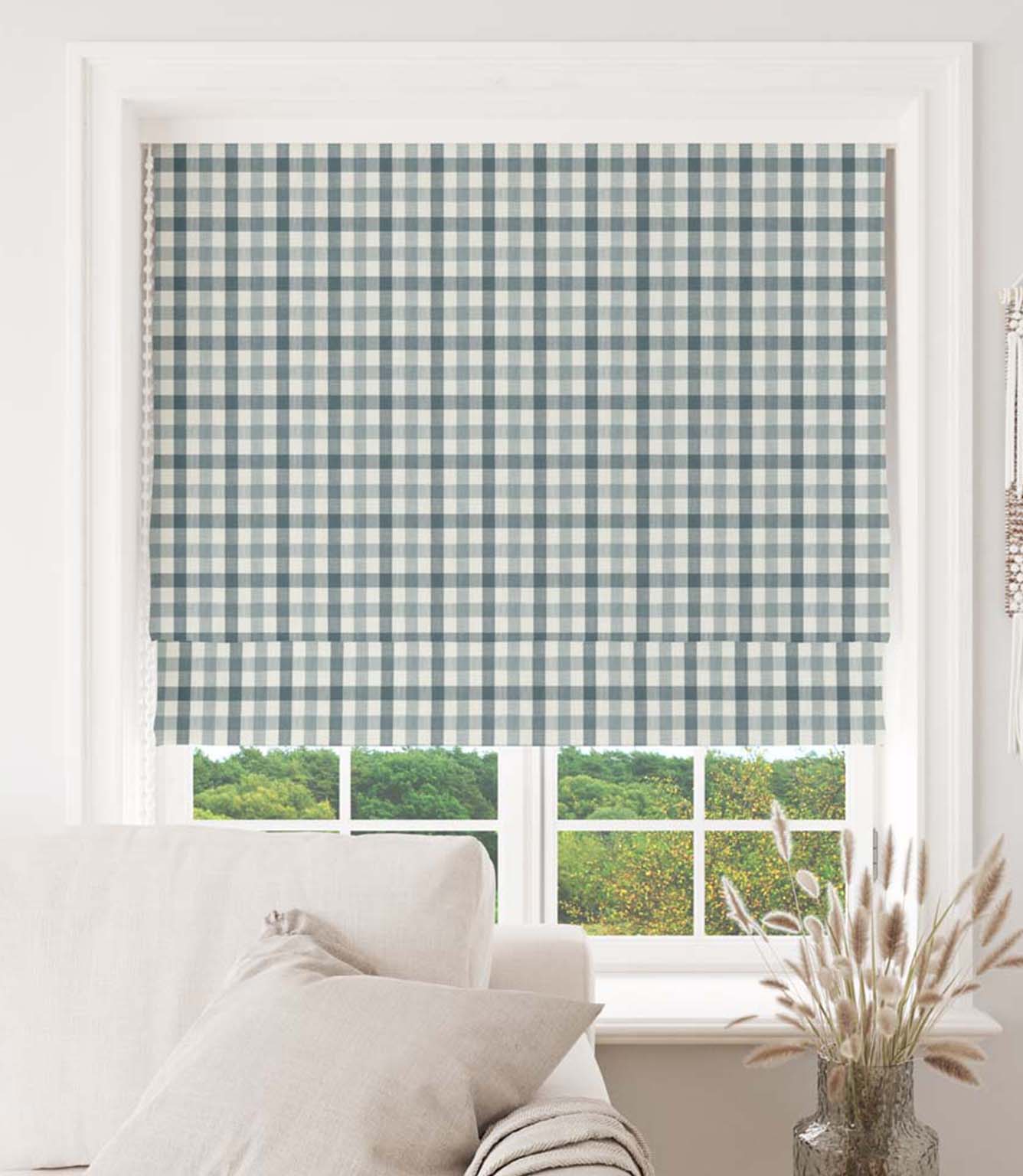 Country Gingham Fabric / Adriatic