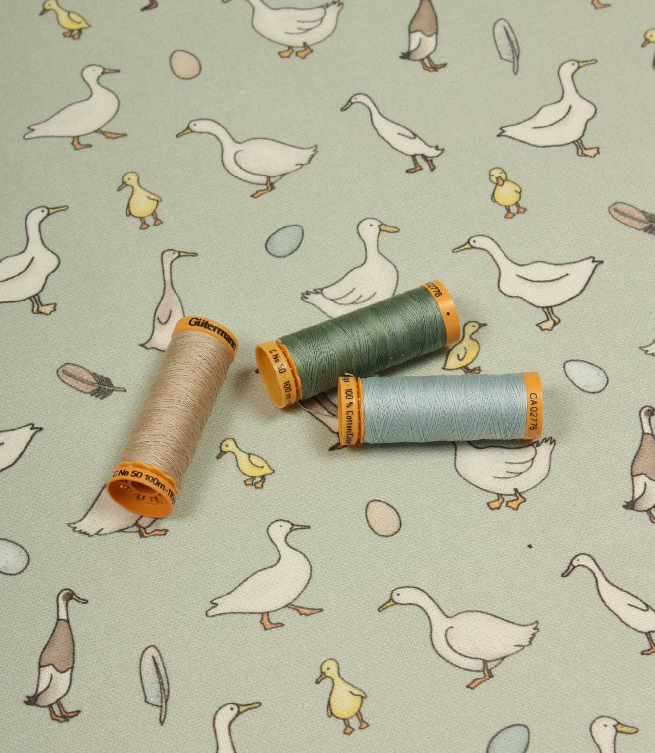 Duck Duck Goose Oilcloth Fabric / Eggshell