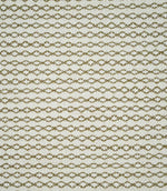 Full view of Elkstone Matcha woven fabric showing a small-scale geometric pattern of repeating olive green linked shapes across a natural cream background.