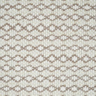 Close-up of Elkstone Taupe fabric featuring a textured natural cream weave with repeating taupe geometric motifs arranged in narrow horizontal rows.