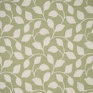 Ellerton Apple embroidered fabric featuring a flowing cream foliage design with softly curved stems and rounded leaves across a fresh apple green woven background, shown flat to clearly display the repeating contemporary botanical pattern.