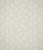 Ellerton Cloud embroidered fabric featuring a delicate trailing leaf and vine design in soft ivory thread across a pale neutral cloud-grey woven background, shown flat to display the full repeating botanical pattern, subtle tonal contrast and natural linen-look texture.