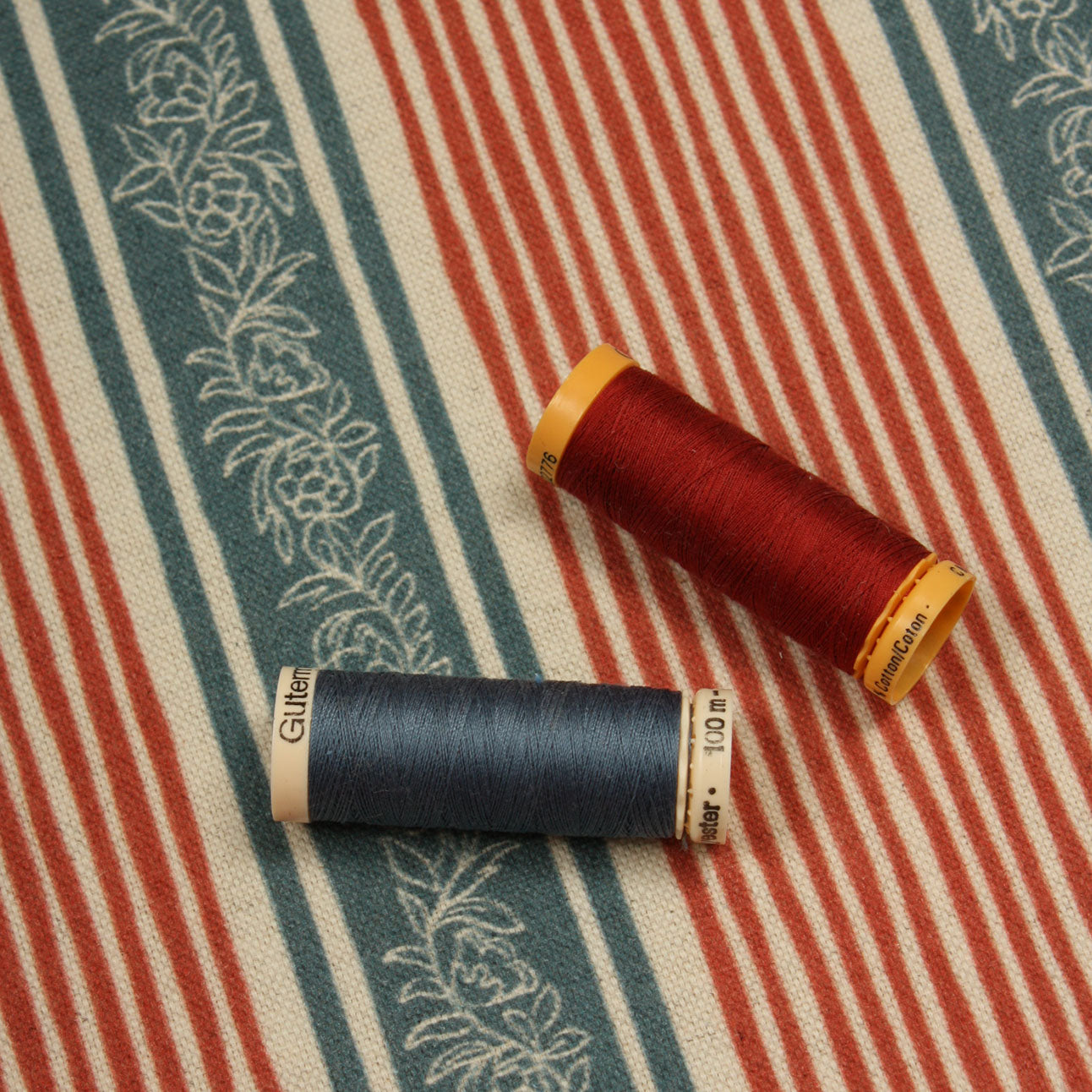 Elstead Stripe Fabric / Indigo / Red