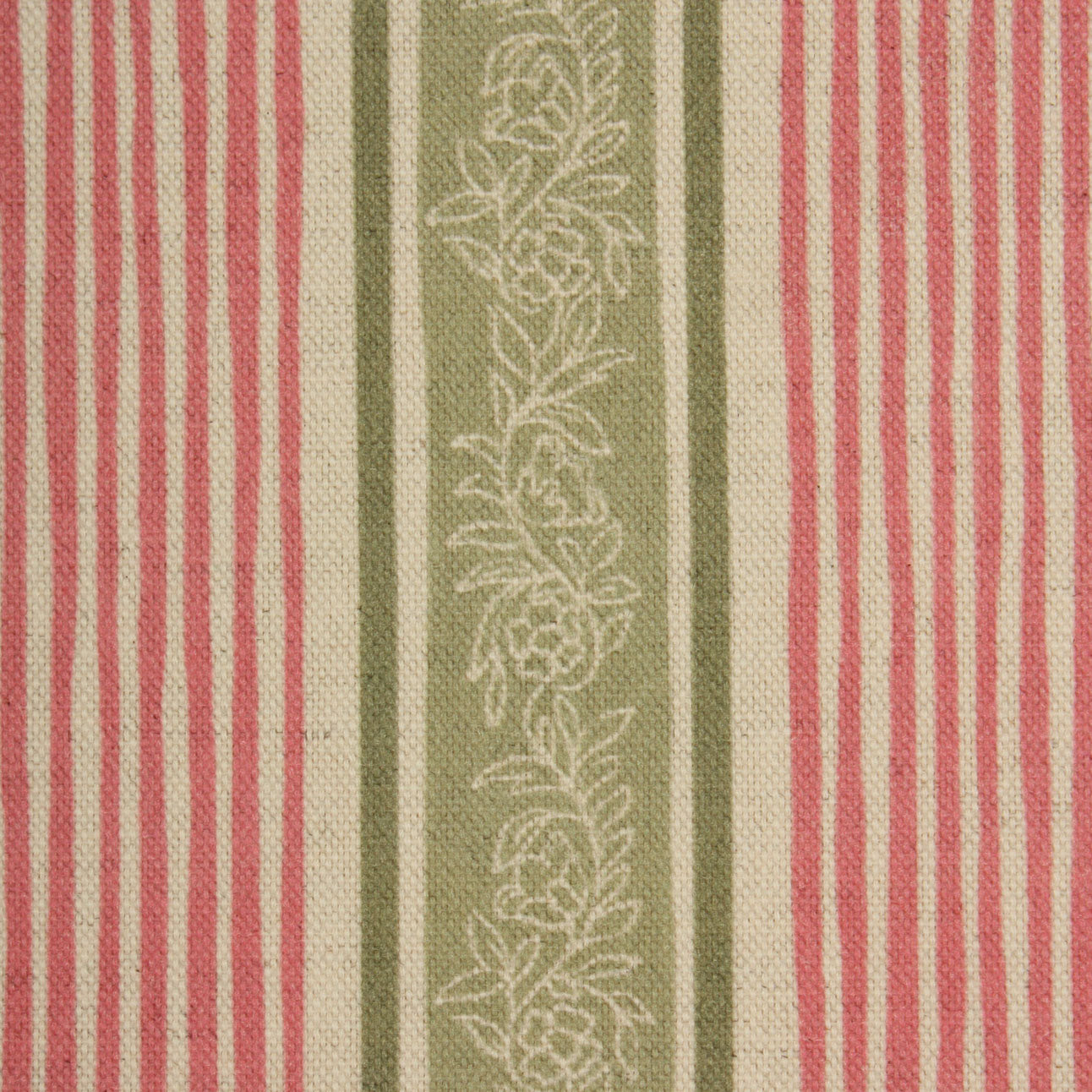 Elstead Stripe Fabric / Sage / Pink