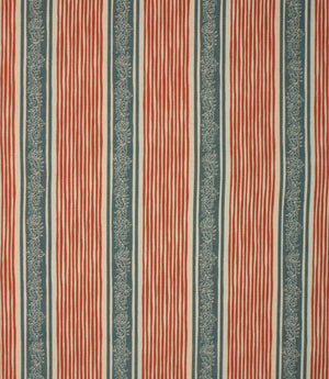 Elstead Stripe Fabric / Indigo / Red