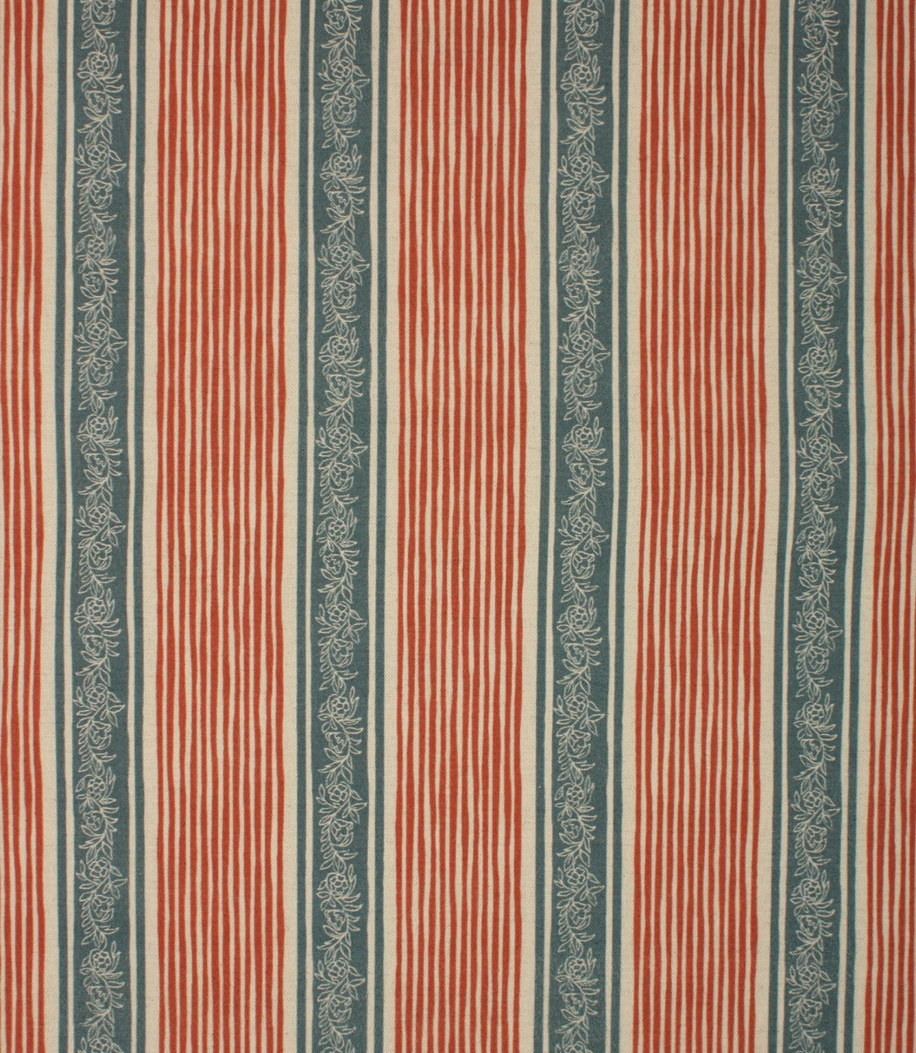Elstead Stripe Fabric / Indigo / Red