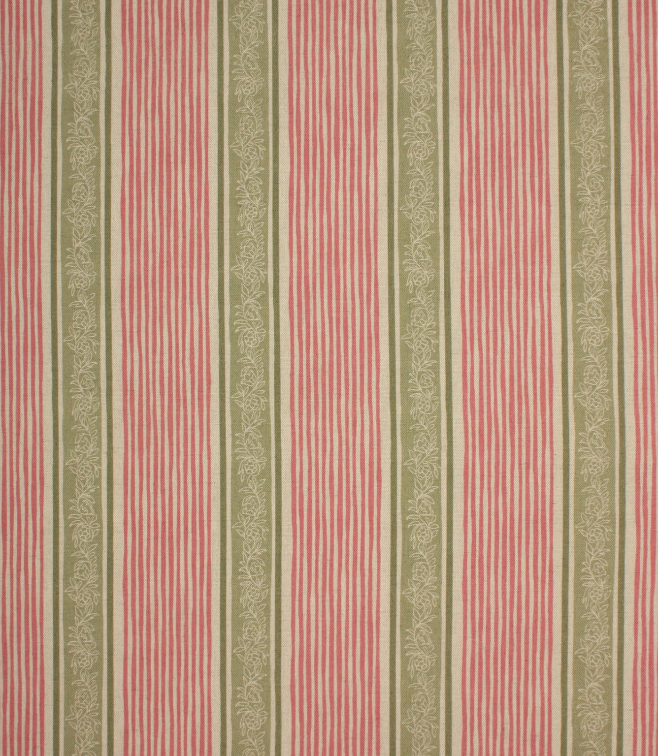 Elstead Stripe Fabric / Sage / Pink