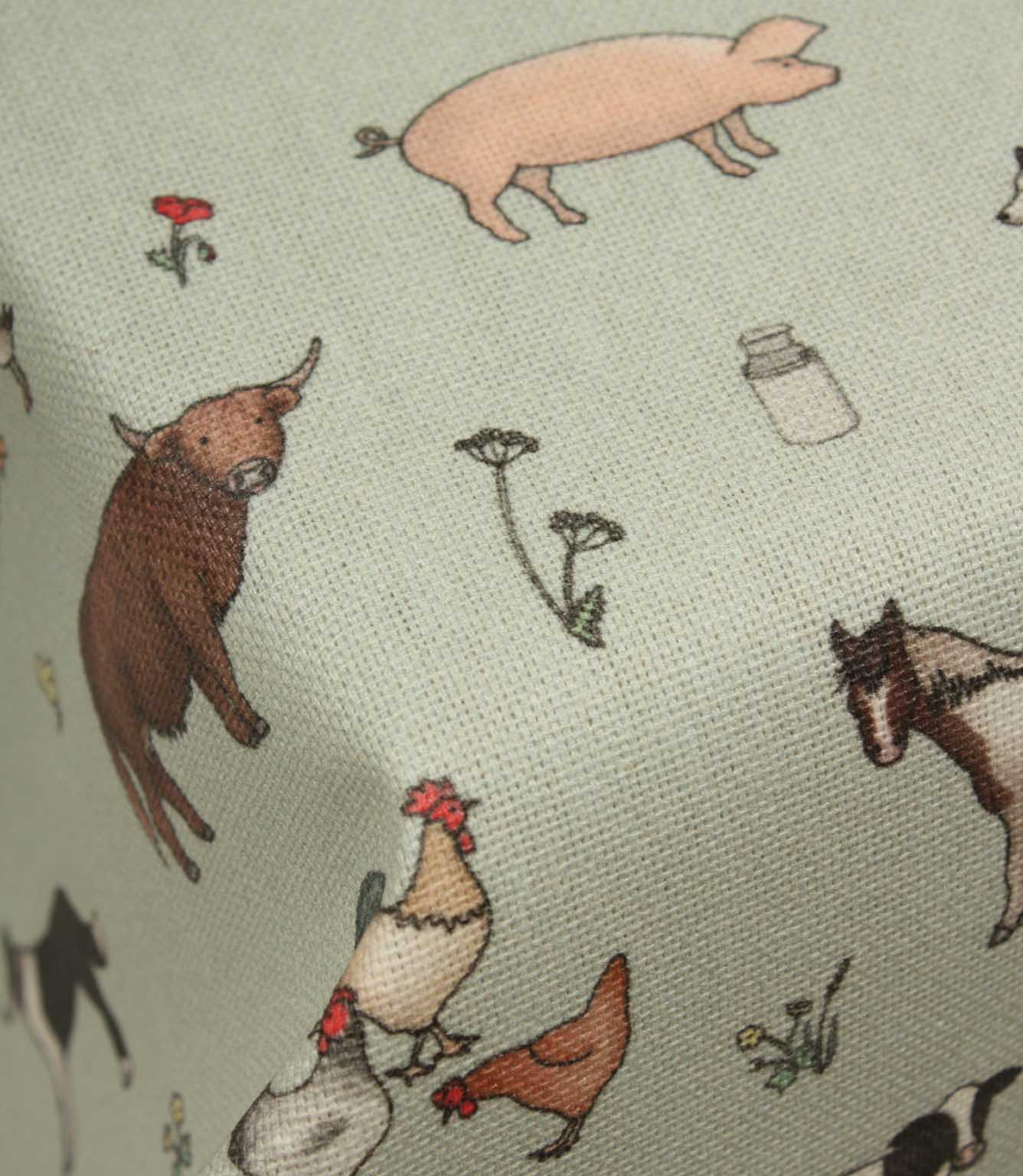 Farmyard Friends Oilcloth Fabric / Eggshell