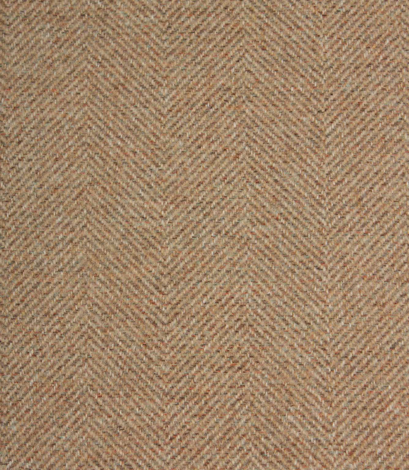 Textured fabric with a herringbone pattern in blush, brown and beige tones.