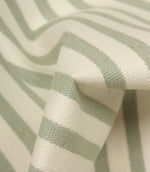 Detailed close-up of Fernley Stripe upholstery fire retardant fabric showing the woven sage green stripe pattern and textured surface finish.