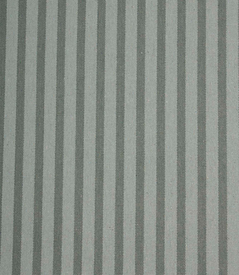 Fernley Stripe upholstery fire retardant fabric featuring steel blue woven stripes on a soft ivory background in a classic vertical stripe design.