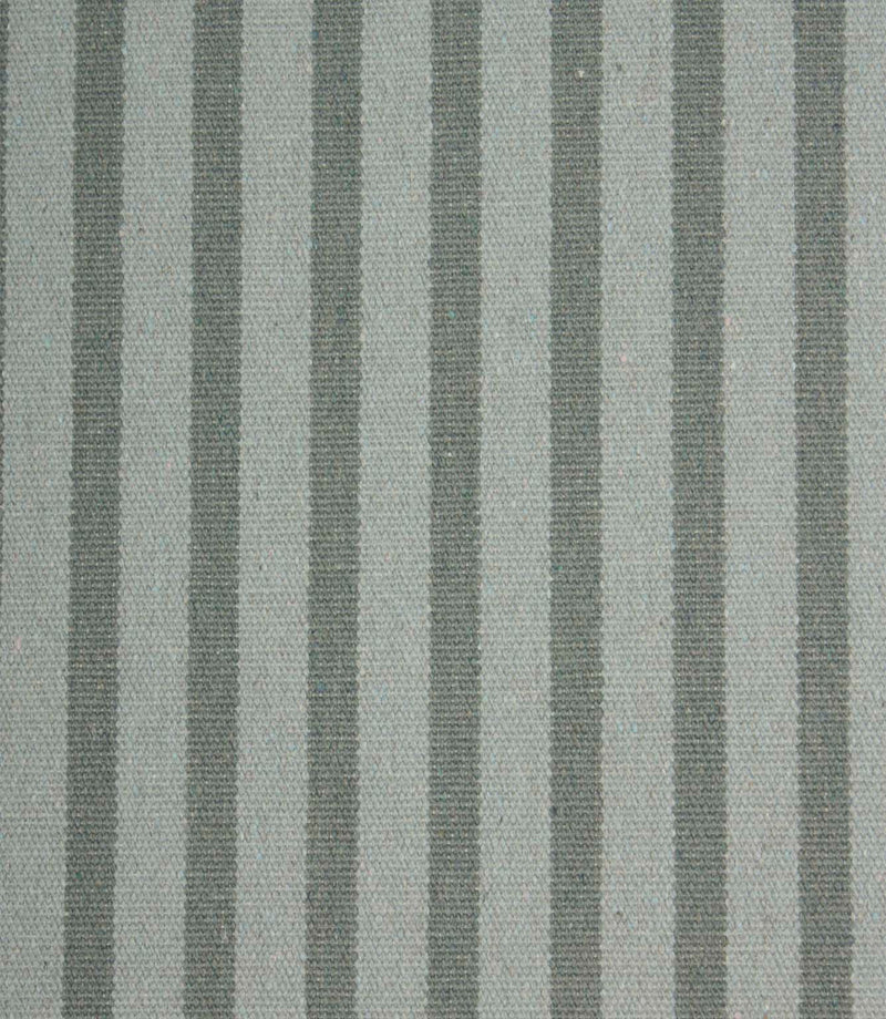Close-up of Fernley Stripe steel blue striped upholstery fire retardant fabric highlighting the textured woven stripe pattern and durable finish.