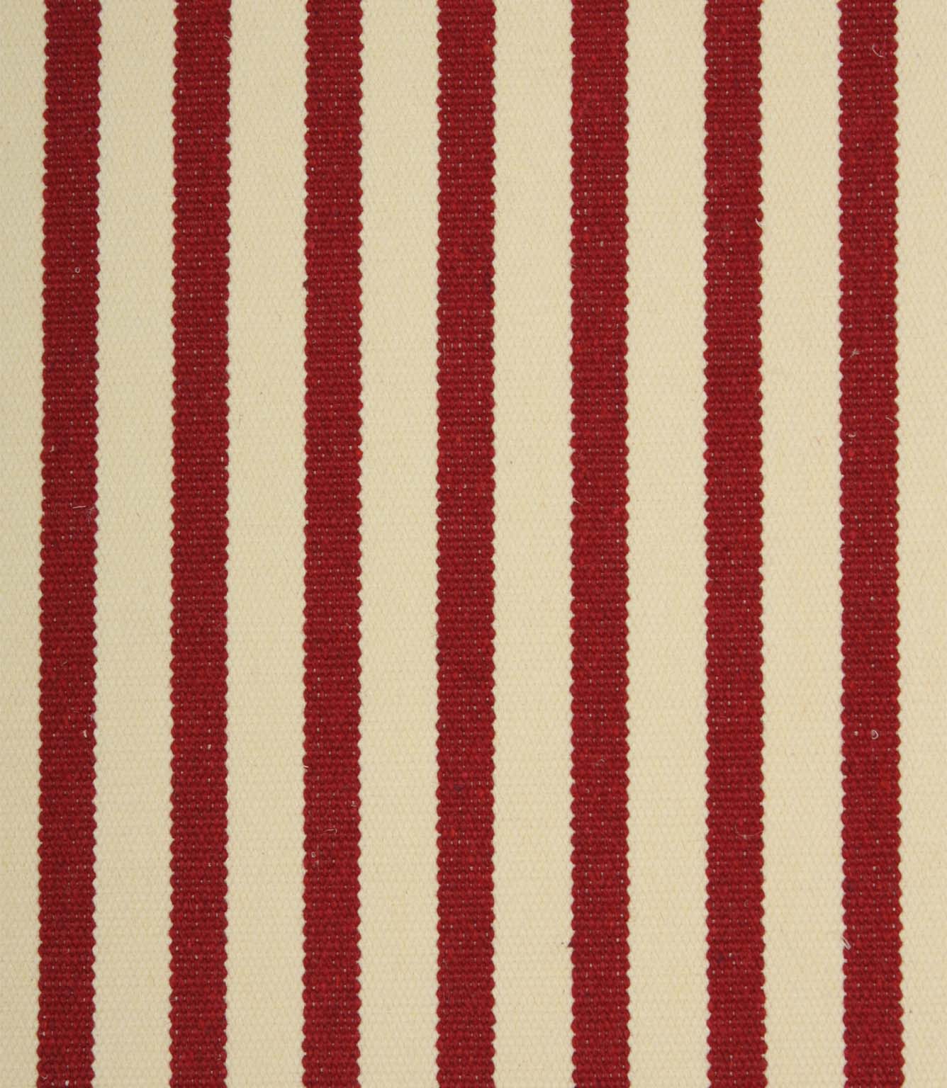 Close-up of Fernley Stripe wine red striped upholstery fire retardant fabric showing the textured woven stripe detail and durable construction.