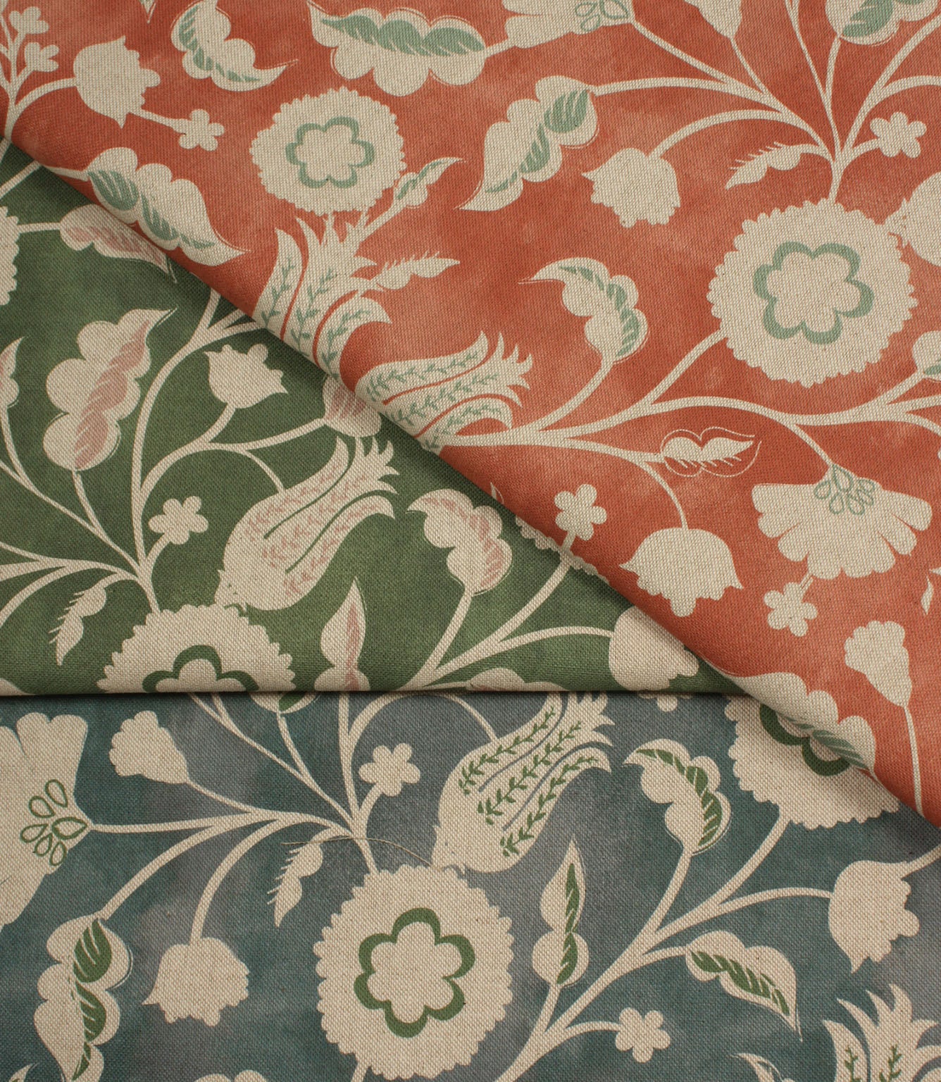Folk Meadow Fabric / Sap Green / Soft Pink