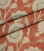 Folk Meadow Fabric / Coral / Eau de Nil