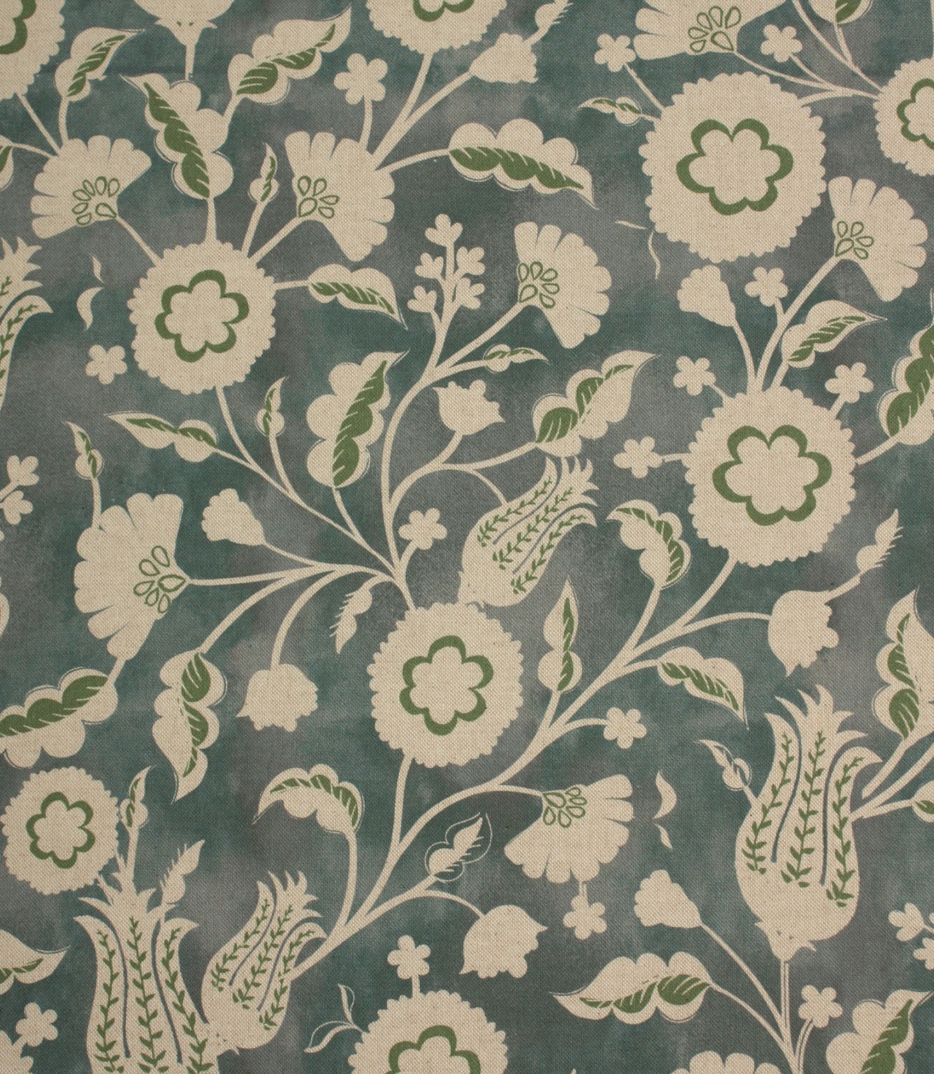 Folk Meadow Fabric / Indigo / Sap Green