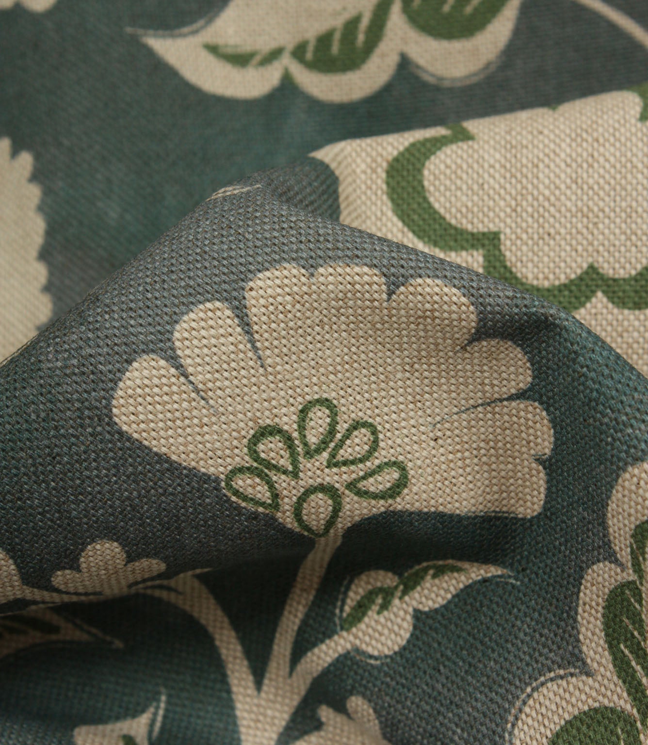 Folk Meadow Fabric / Indigo / Sap Green