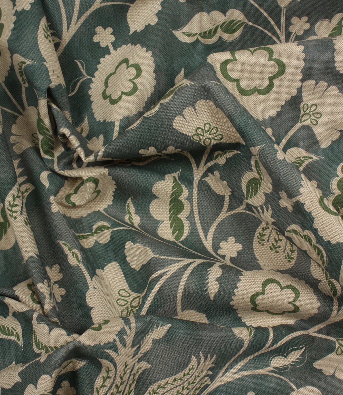 Folk Meadow Fabric / Indigo / Sap Green
