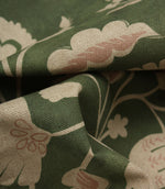 Folk Meadow Fabric / Sap Green / Soft Pink