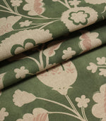 Folk Meadow Fabric / Sap Green / Soft Pink