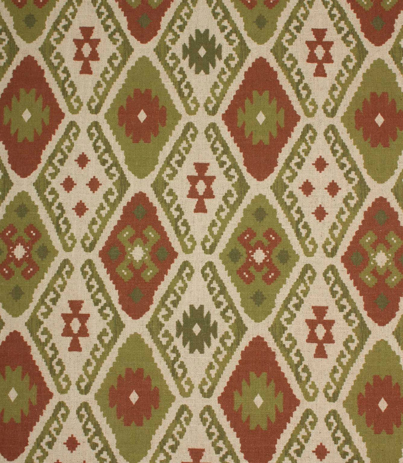 Folklore Geo Fabric / Sage Green / Rust | Just Fabrics