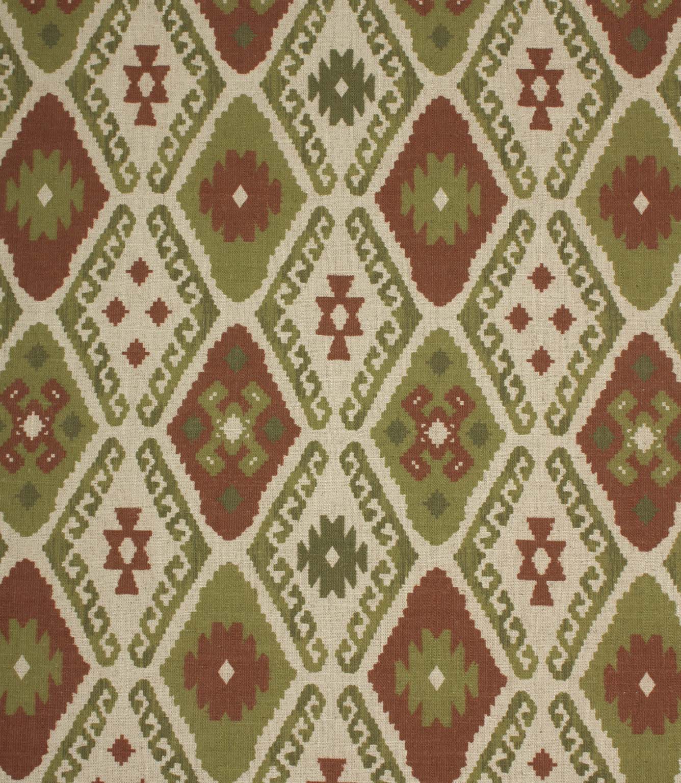 Folklore Geo Fabric / Sage Green / Rust | Just Fabrics