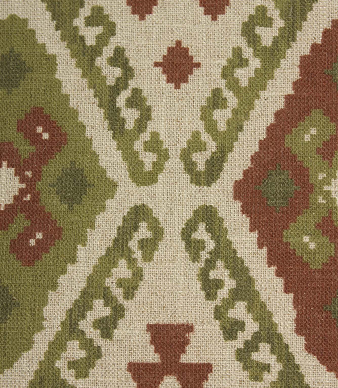 Folklore Geo Fabric / Sage Green / Rust | Just Fabrics