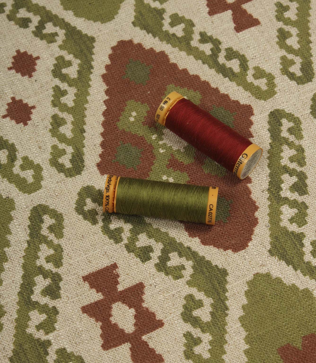 Folklore Geo Fabric / Sage Green / Rust | Just Fabrics
