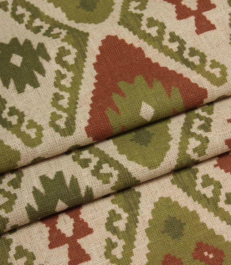 Folklore Geo Fabric / Sage Green / Rust | Just Fabrics