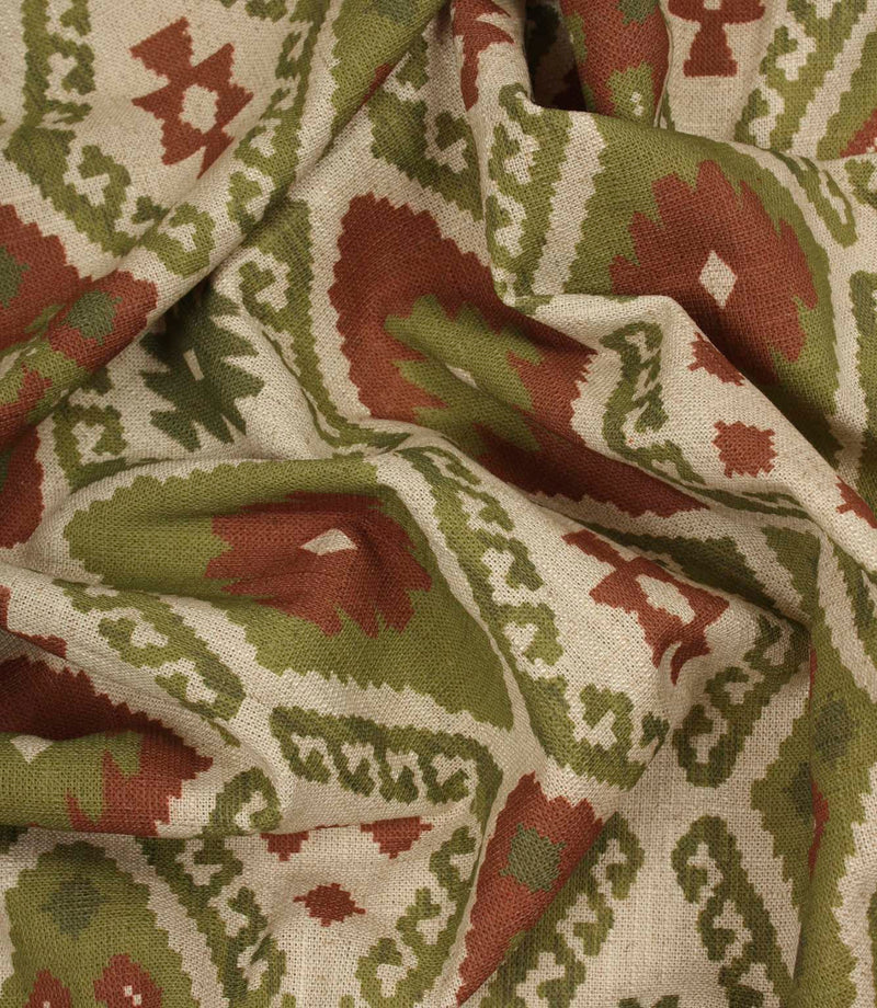 Folklore Geo Fabric / Sage Green / Rust | Just Fabrics