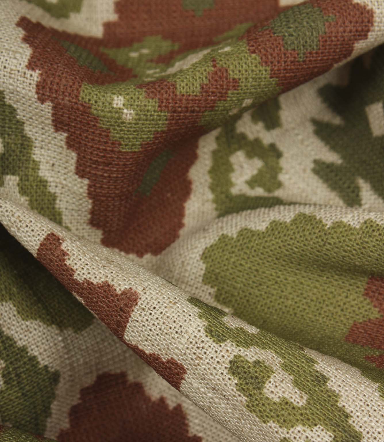 Folklore Geo Fabric / Sage Green / Rust | Just Fabrics