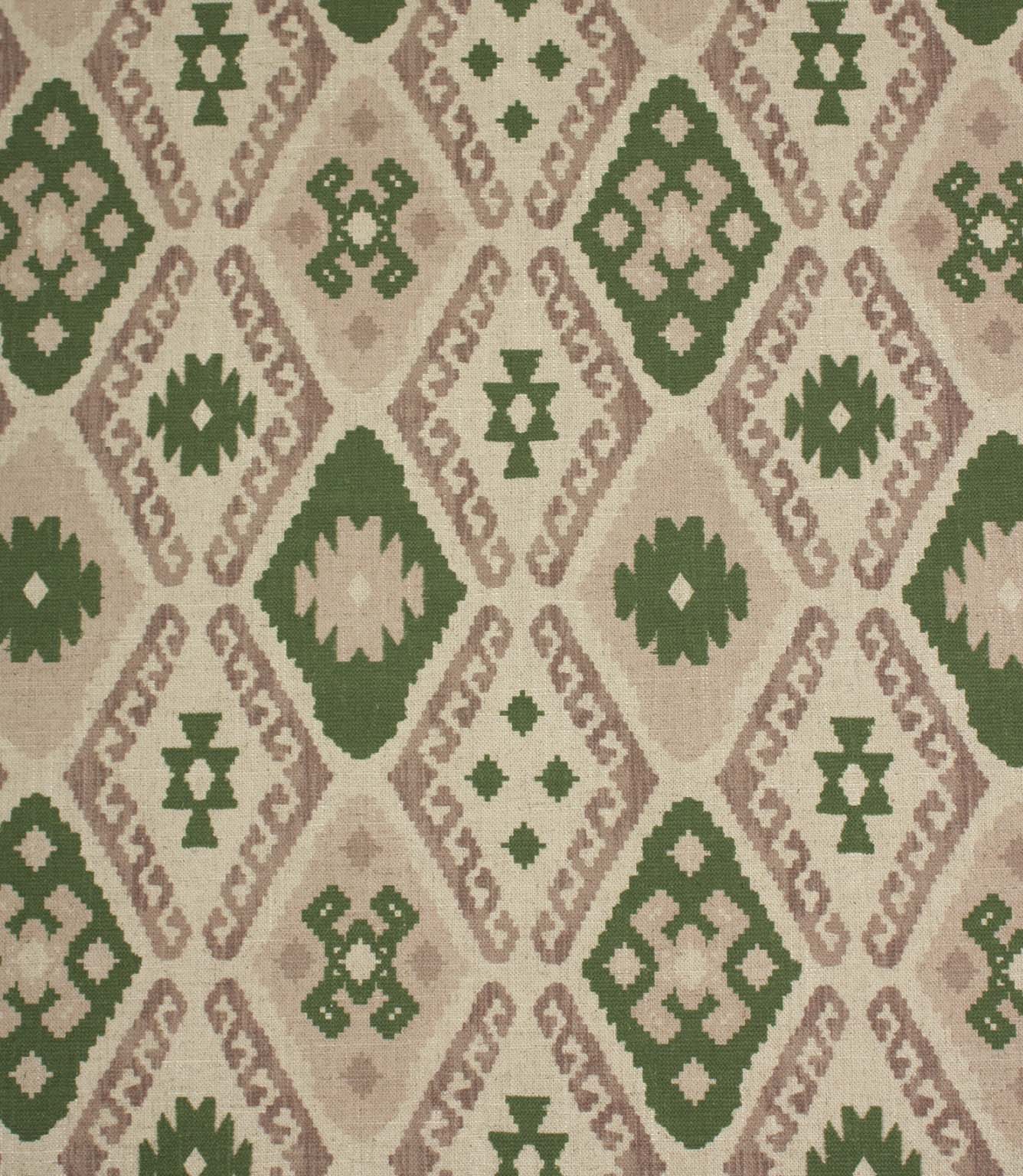 Folklore Geo Fabric / Soft Pink / Sap Green | Just Fabrics