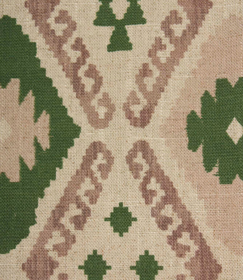 Folklore Geo Fabric / Soft Pink / Sap Green | Just Fabrics