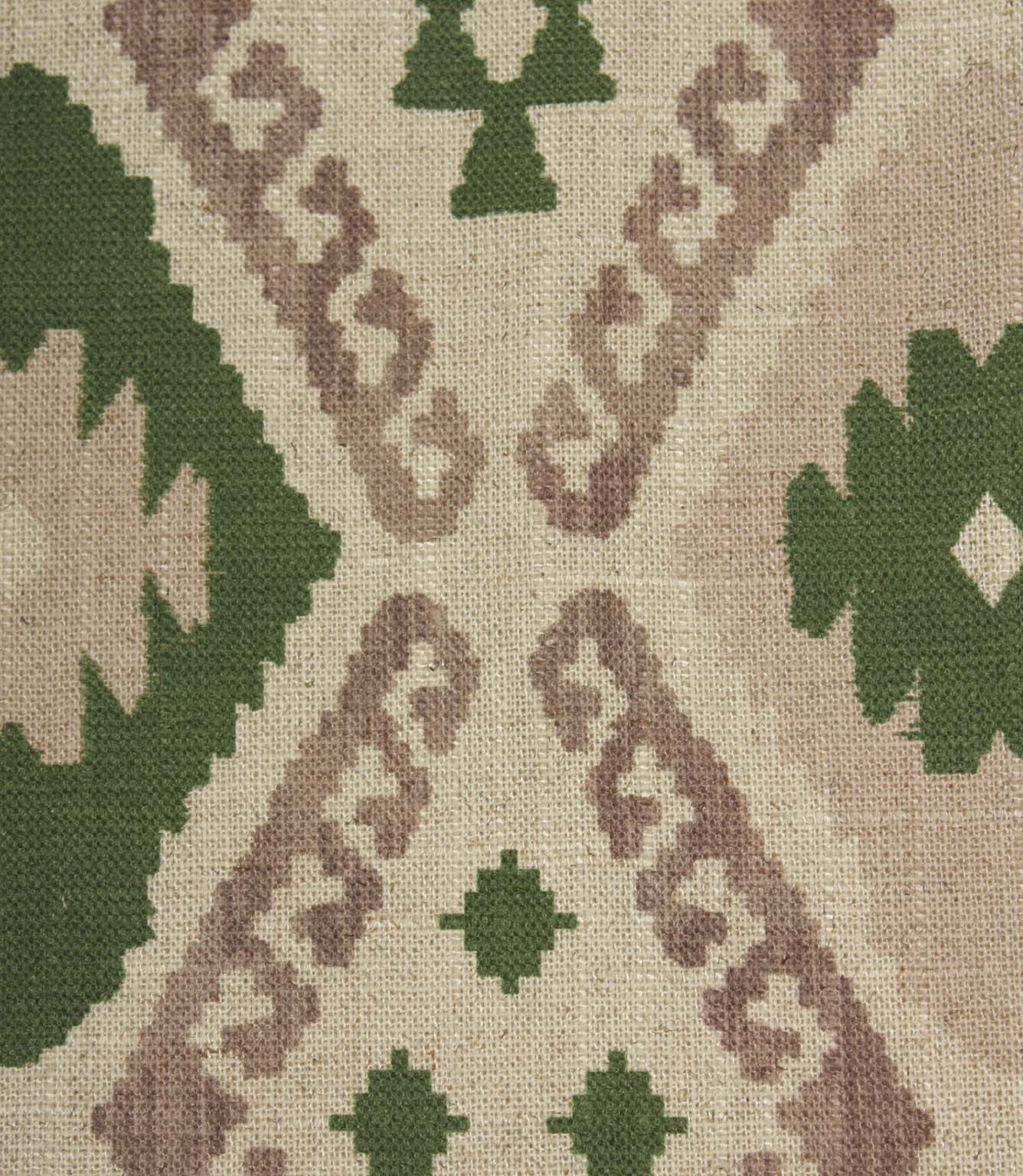 Folklore Geo Fabric / Soft Pink / Sap Green | Just Fabrics