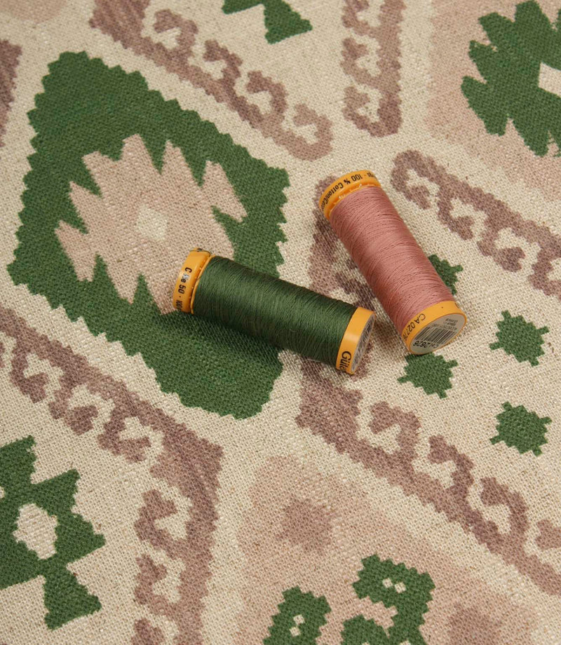 Folklore Geo Fabric / Soft Pink / Sap Green | Just Fabrics